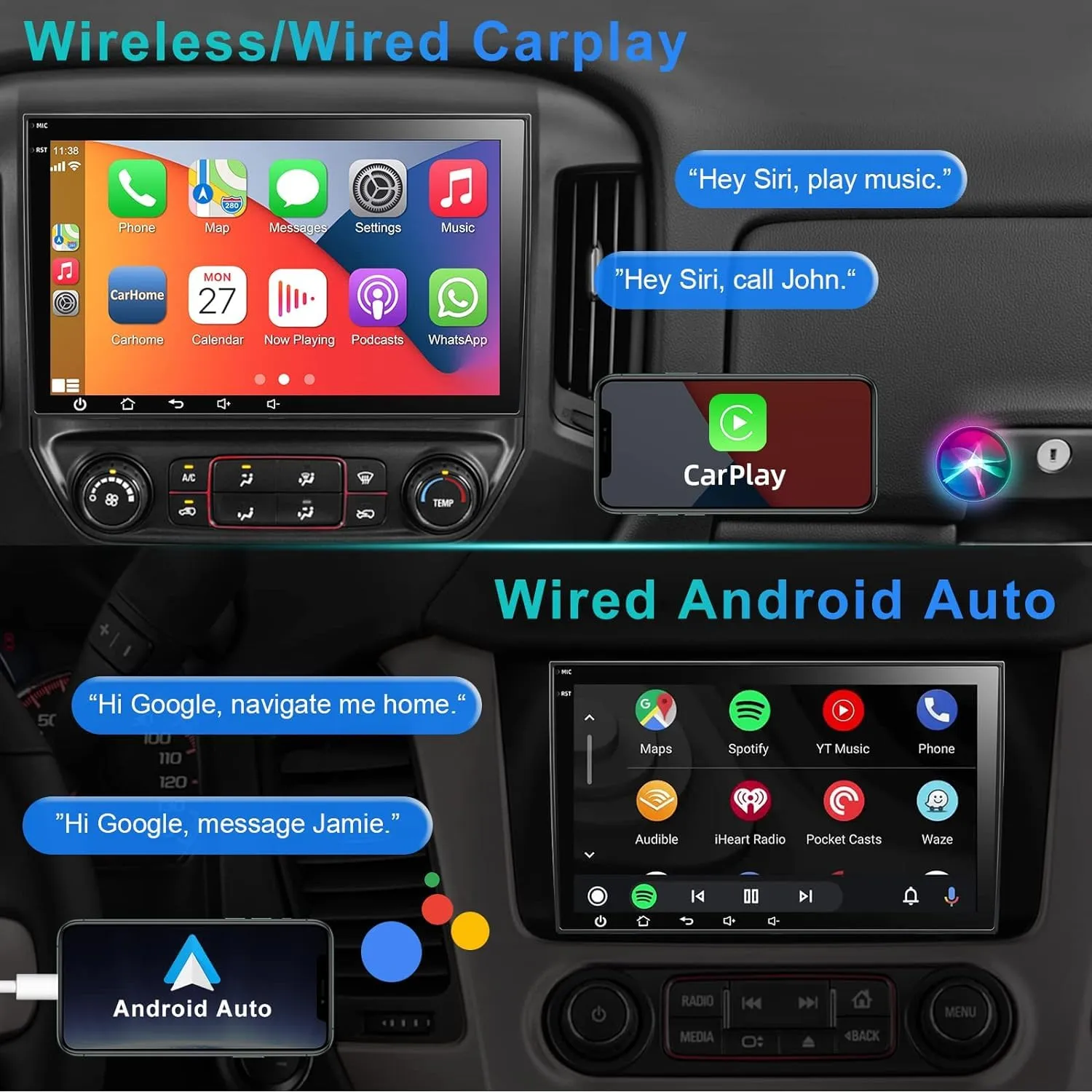 2G 32G Android 12 Car Stereo Radio for Chevy Silverado GMC Sierra Buick Enclave 2007-2012, 8" IPS Touch Screen Car Radio Build-in GPS Wireless CarPlay/Wired Android Auto, Backup Camera/DSP/SWC