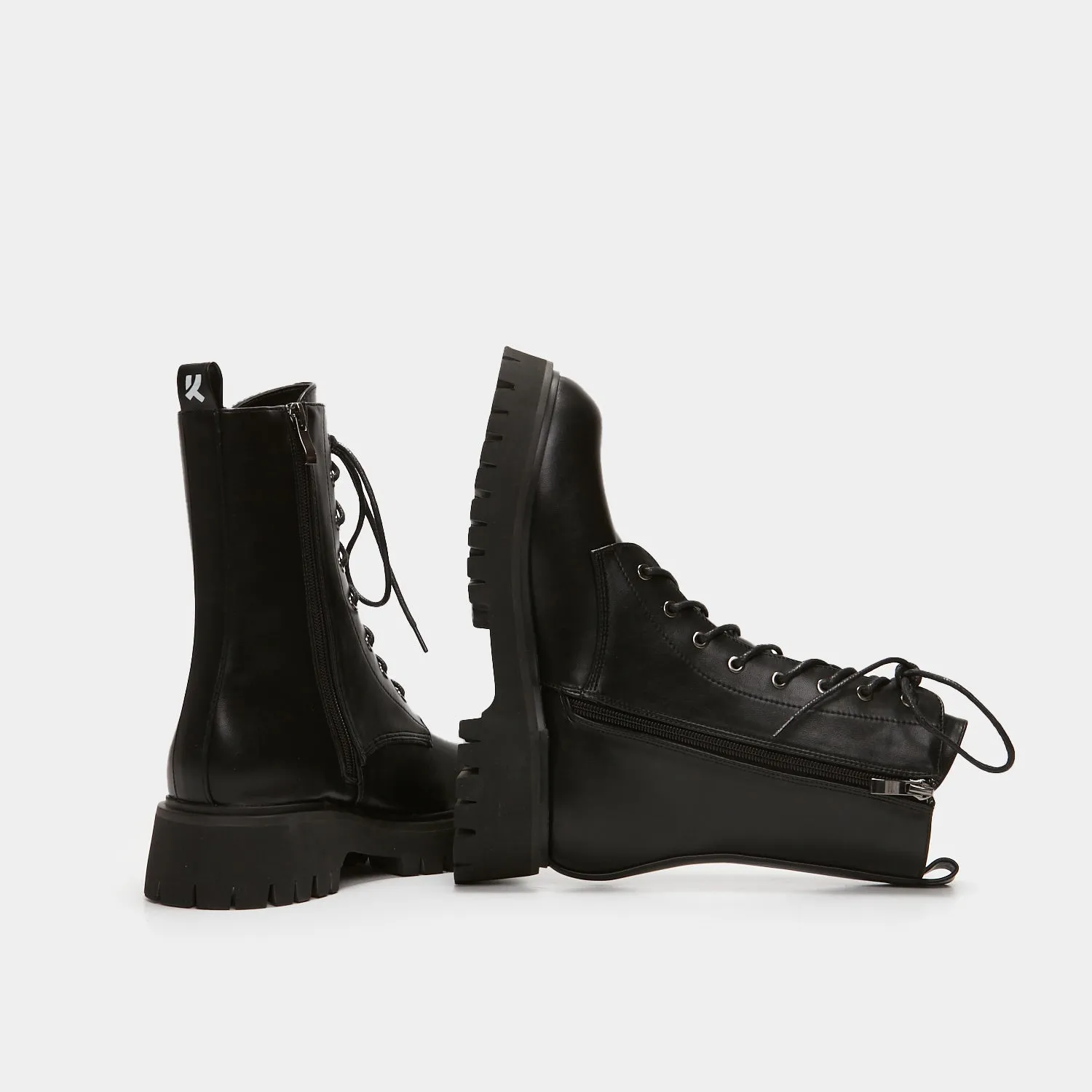 Anchor Black Military Lace Up Boots