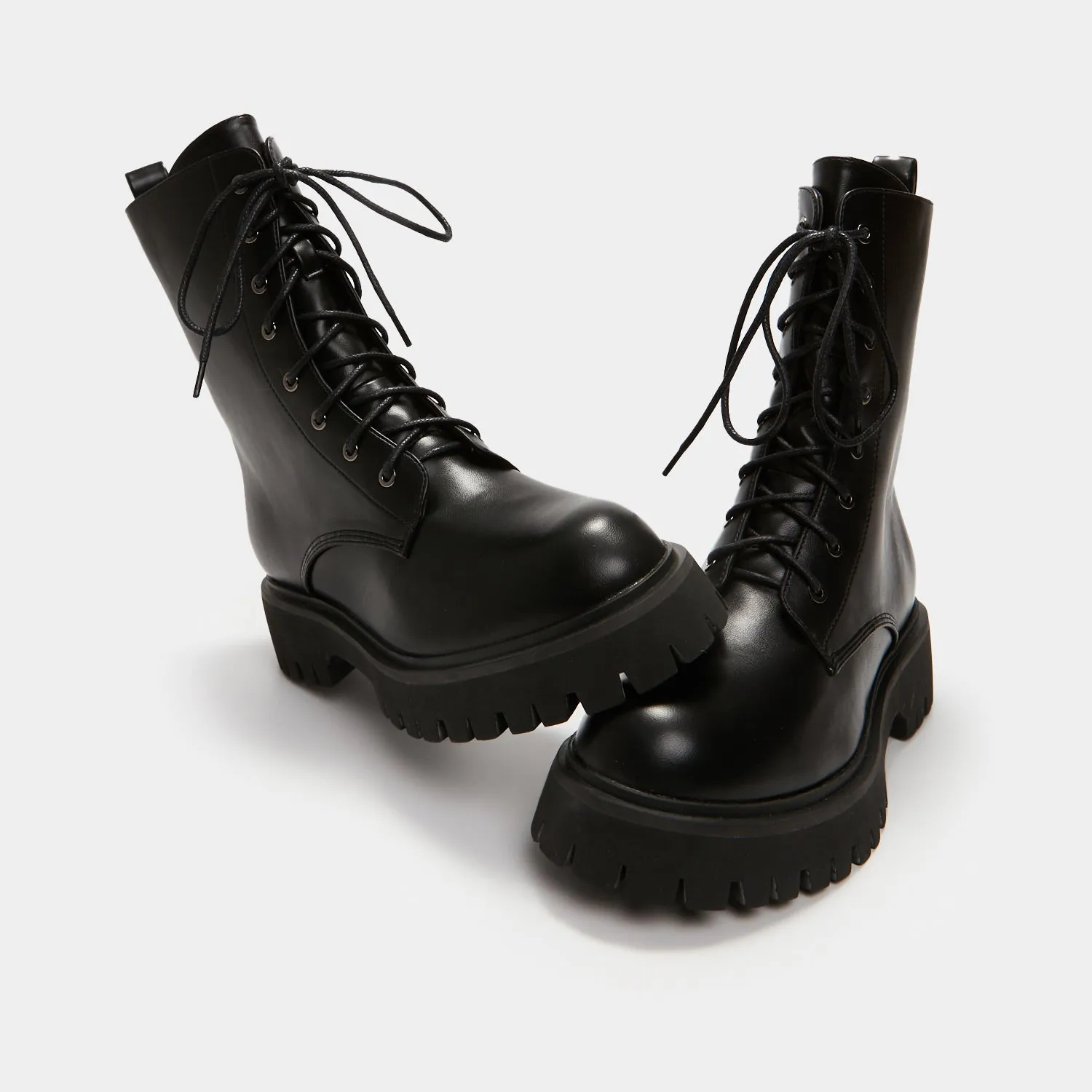 Anchor Black Military Lace Up Boots