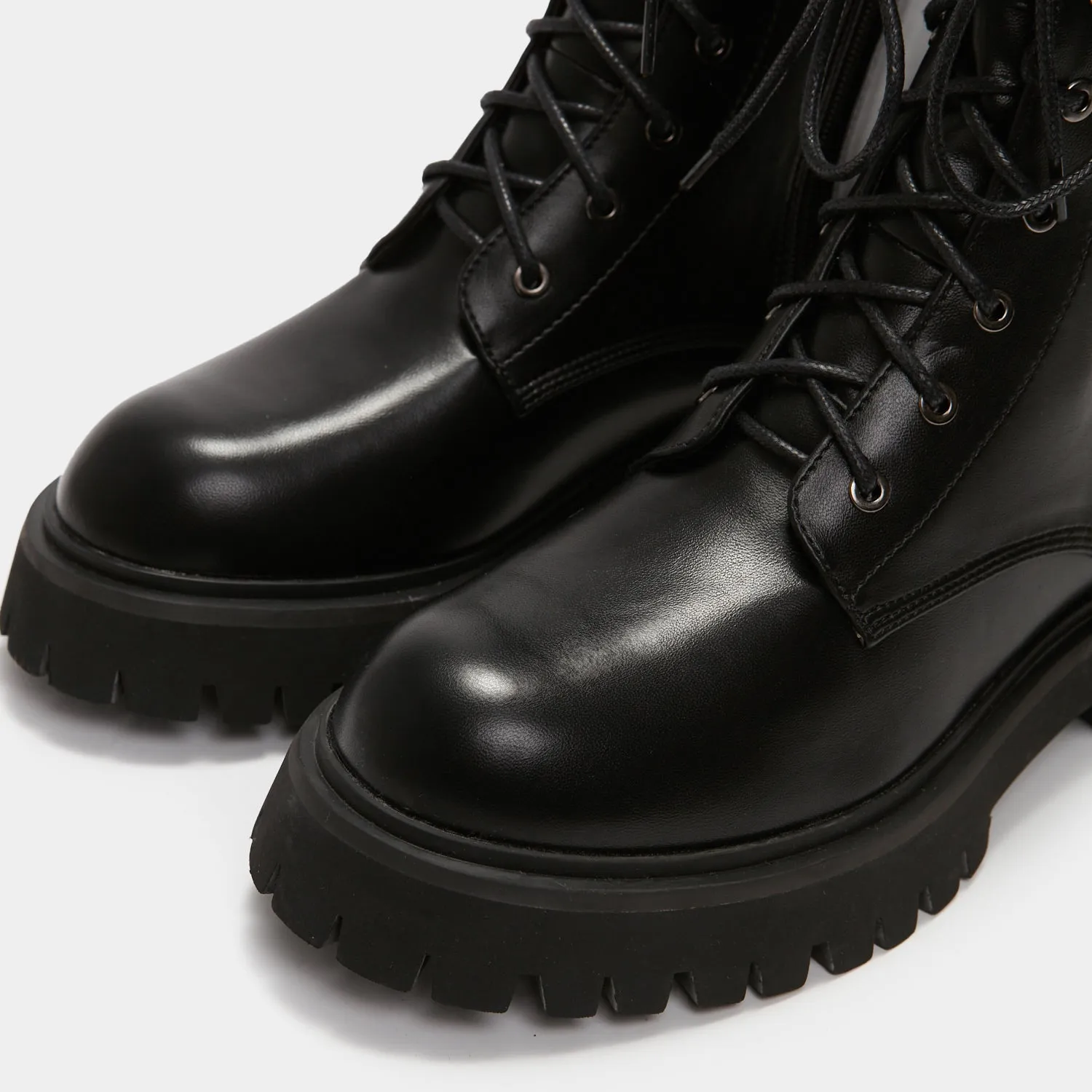 Anchor Black Military Lace Up Boots