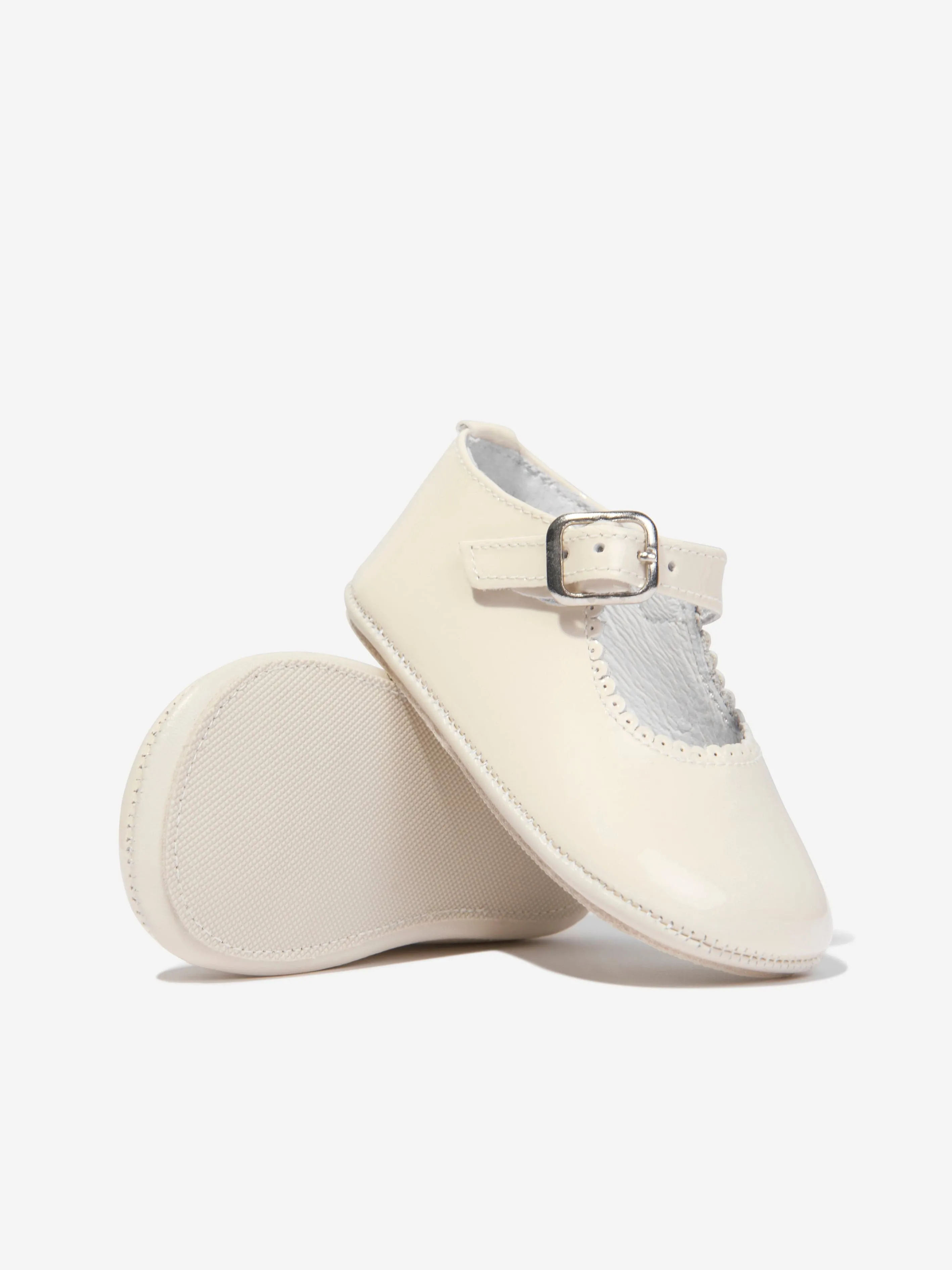 Andanines Baby Girls Leather Mary Jane Shoes in Beige