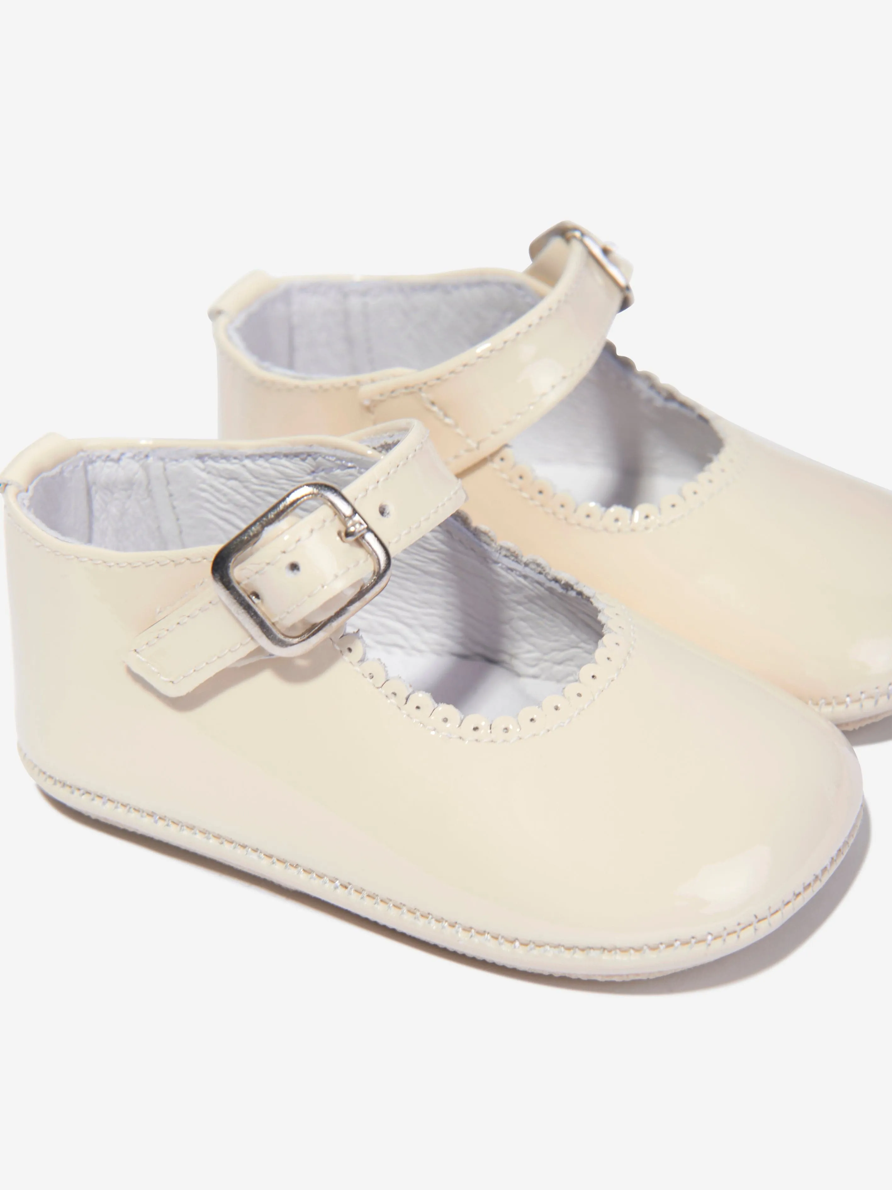 Andanines Baby Girls Leather Mary Jane Shoes in Beige