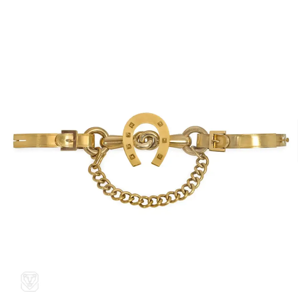 Antique lucky horseshoe bracelet, France