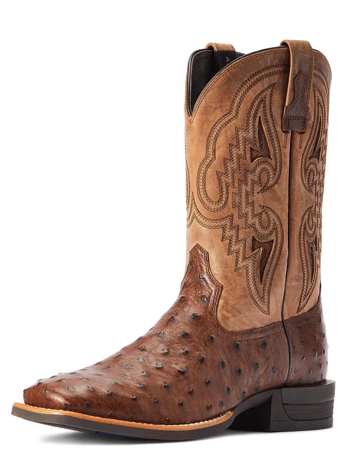 Ariat 10042475 Mens Dagger Full Quill Ostrich Western Boot Dark Tabac Tannin