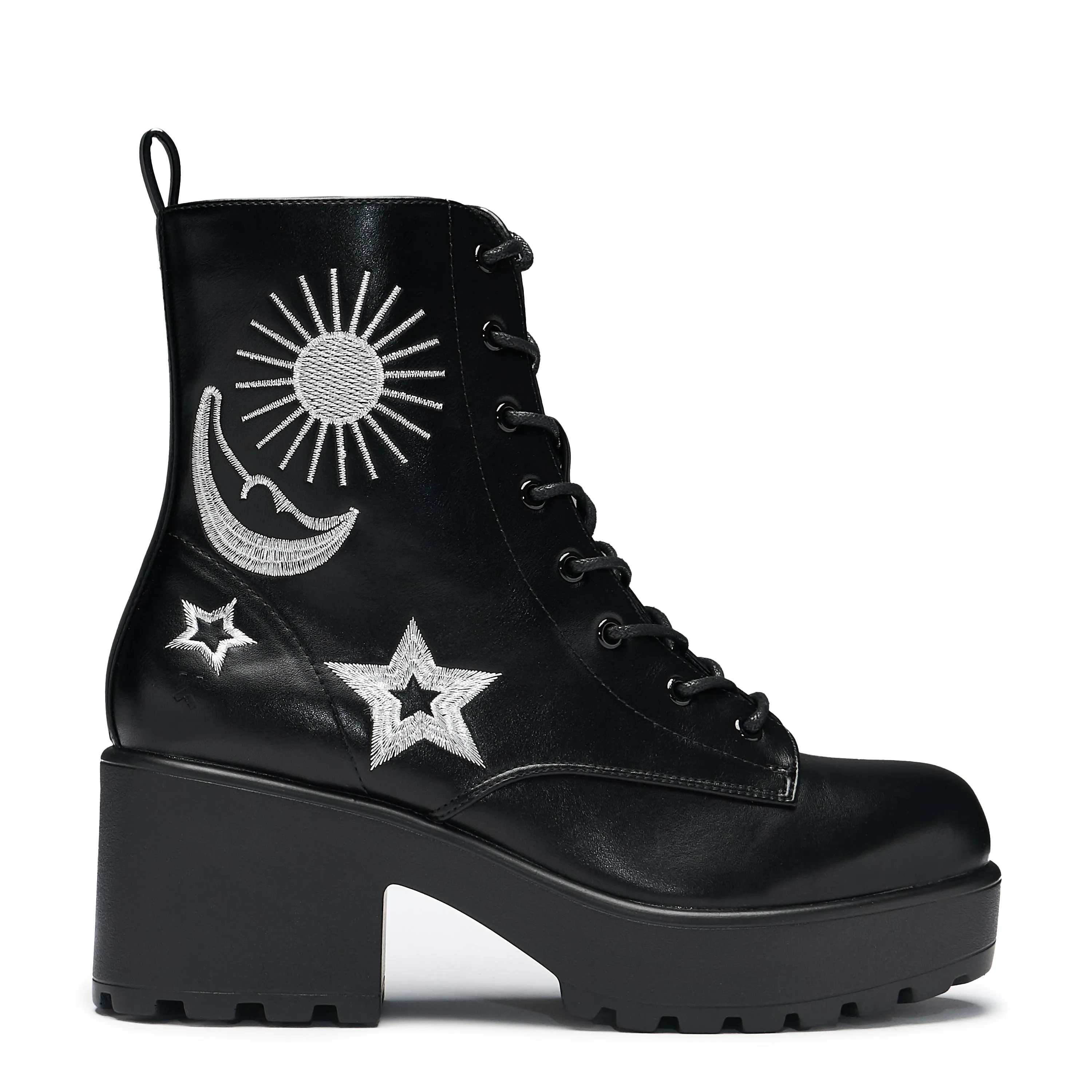 Astro Silver Star & Moon Chunky Boots