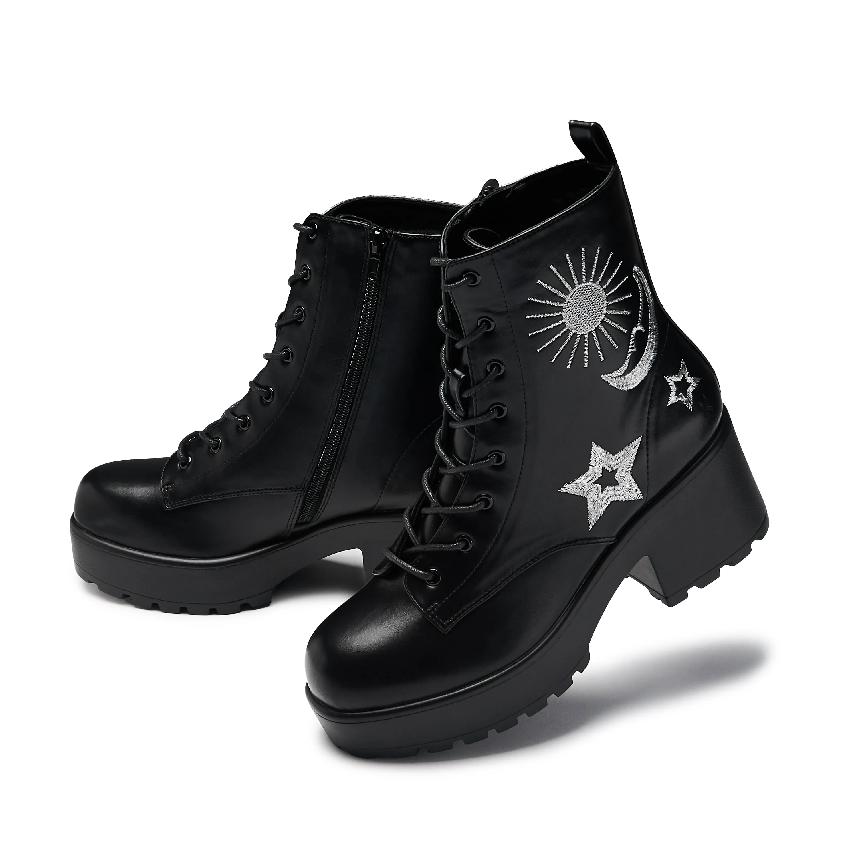 Astro Silver Star & Moon Chunky Boots