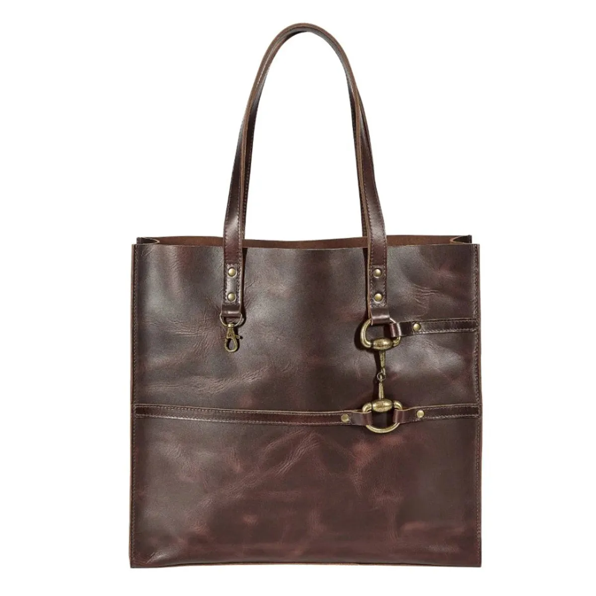 AWST Int'l Snaffle Bit Leather Tote Bag