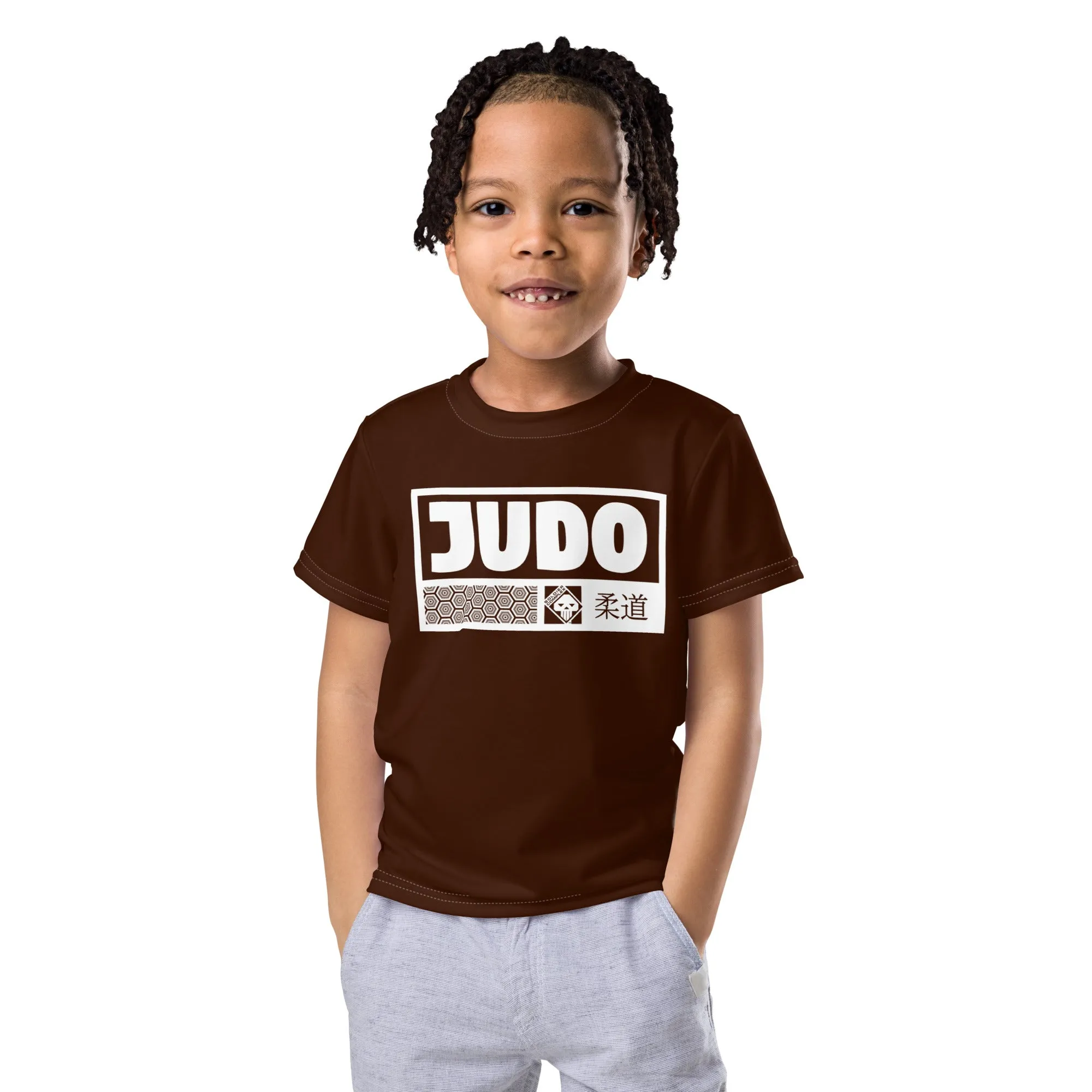 Beach Fun: Boy's Short Sleeve Judo Rash Guard - Chocolate