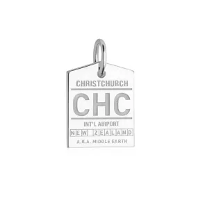 Christchurch New Zealand CHC Luggage Tag Charm Silver