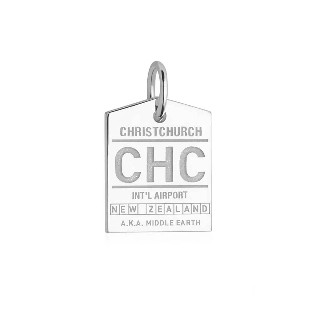 Christchurch New Zealand CHC Luggage Tag Charm Silver