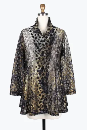 Damee Holographic Scale Mesh Long Jacket 300-Gold