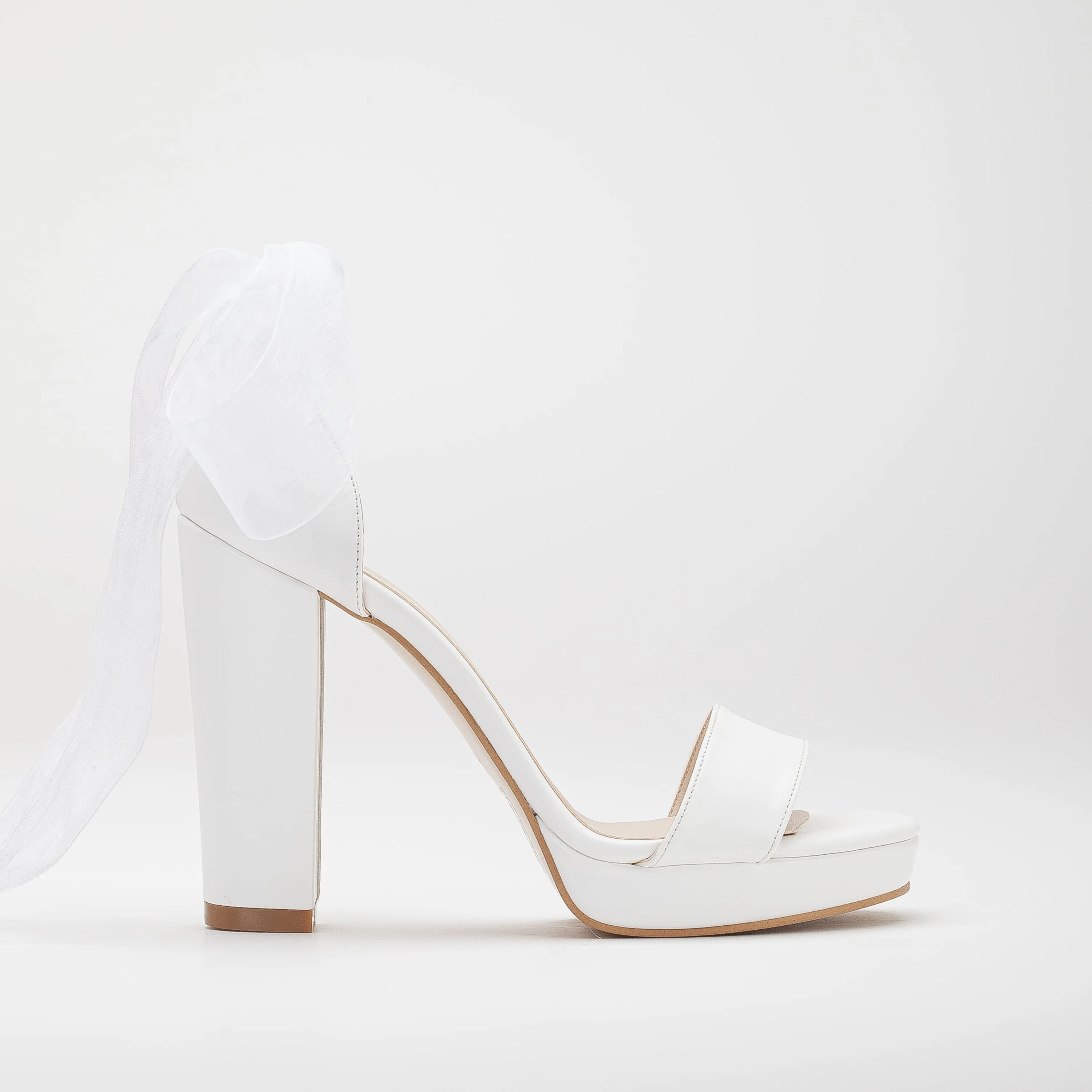 Daphne - Platform Wedding Sandals with Organza Ribbon