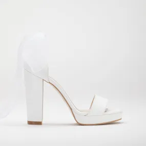 Daphne - Platform Wedding Sandals with Organza Ribbon