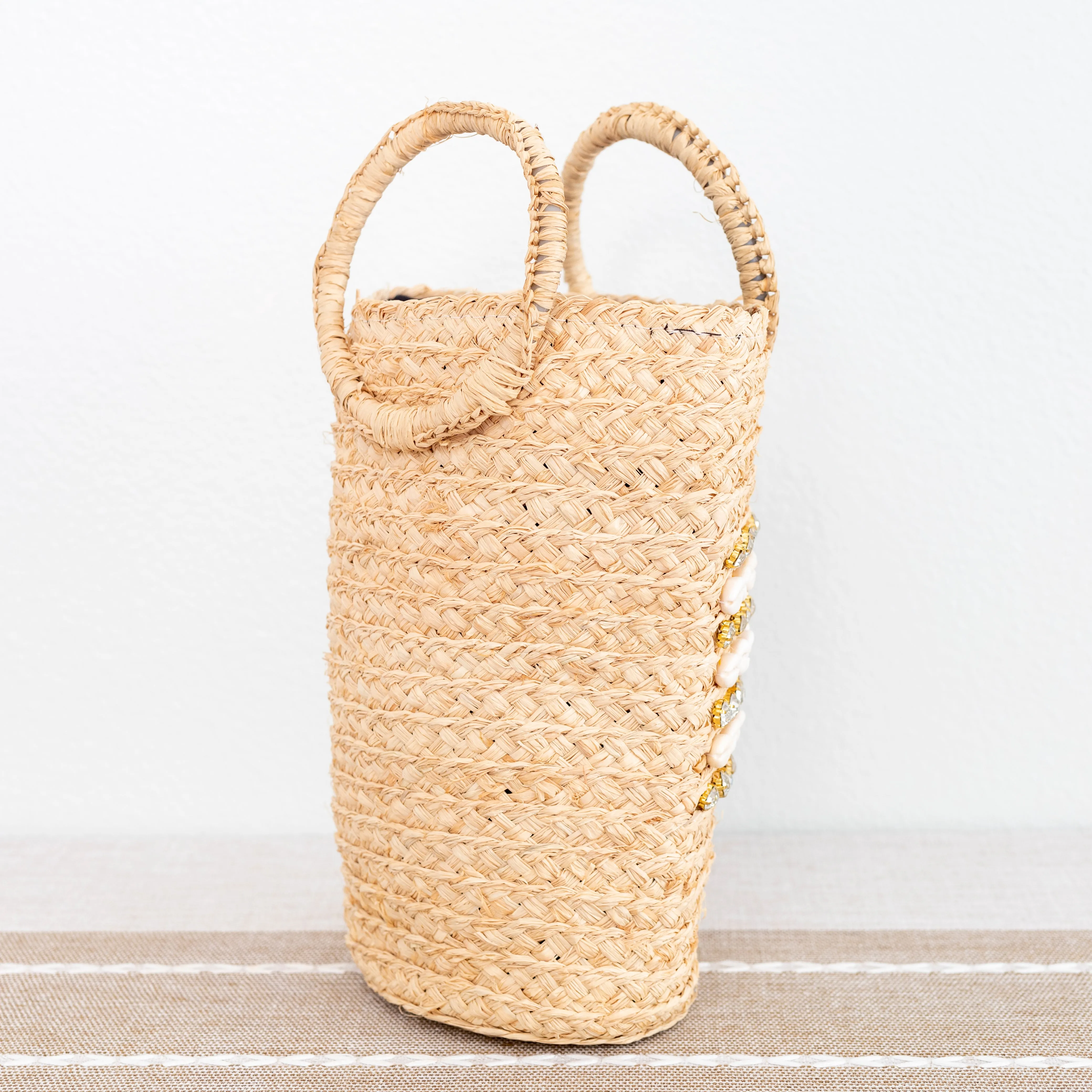 Elena Handbags Summer Raffia Straw Beach Basket Handbag