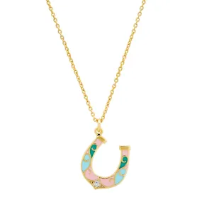 Enamel Horseshoe Necklace