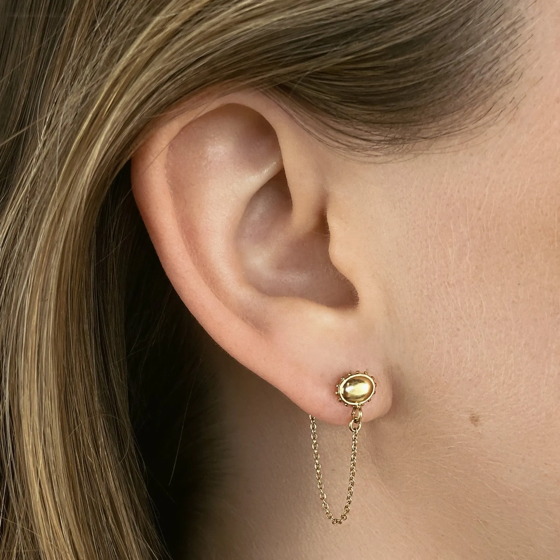 Essentielle Chain Stud Earrings, Gold Colour