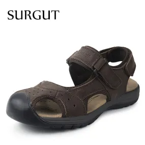 Fashion Summer Sandals Men Shoes  Brand Breathable Quality Leather Beach Sandals Comfy Simple Men's Sandals Shoes