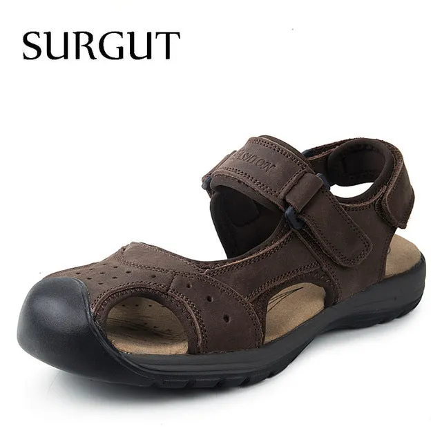 Fashion Summer Sandals Men Shoes  Brand Breathable Quality Leather Beach Sandals Comfy Simple Men's Sandals Shoes