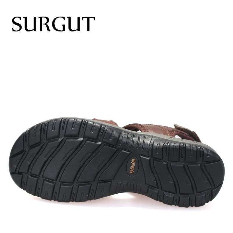 Fashion Summer Sandals Men Shoes  Brand Breathable Quality Leather Beach Sandals Comfy Simple Men's Sandals Shoes