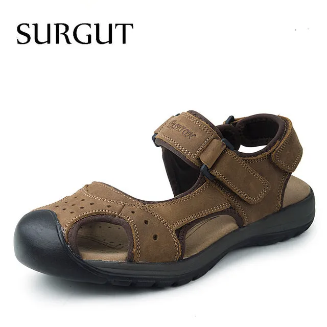 Fashion Summer Sandals Men Shoes  Brand Breathable Quality Leather Beach Sandals Comfy Simple Men's Sandals Shoes