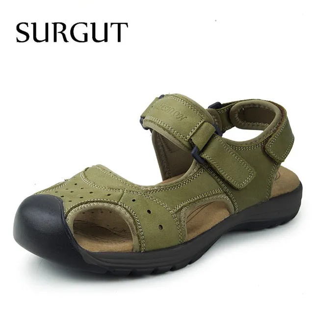 Fashion Summer Sandals Men Shoes  Brand Breathable Quality Leather Beach Sandals Comfy Simple Men's Sandals Shoes