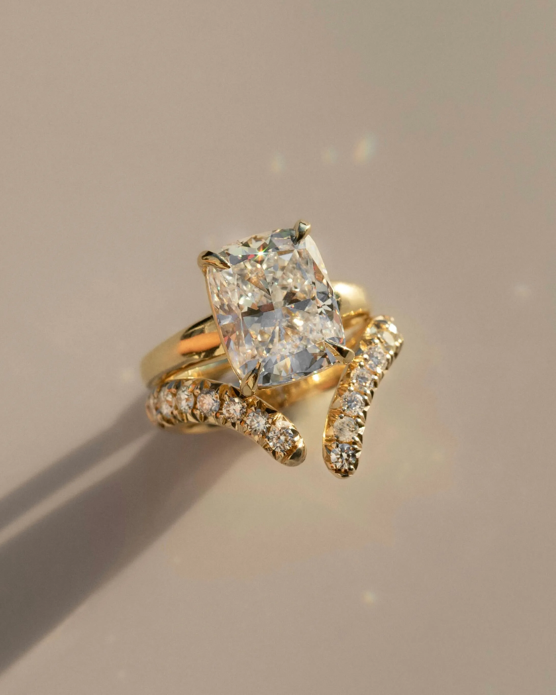 French Pavé Diamond Tusk Ring