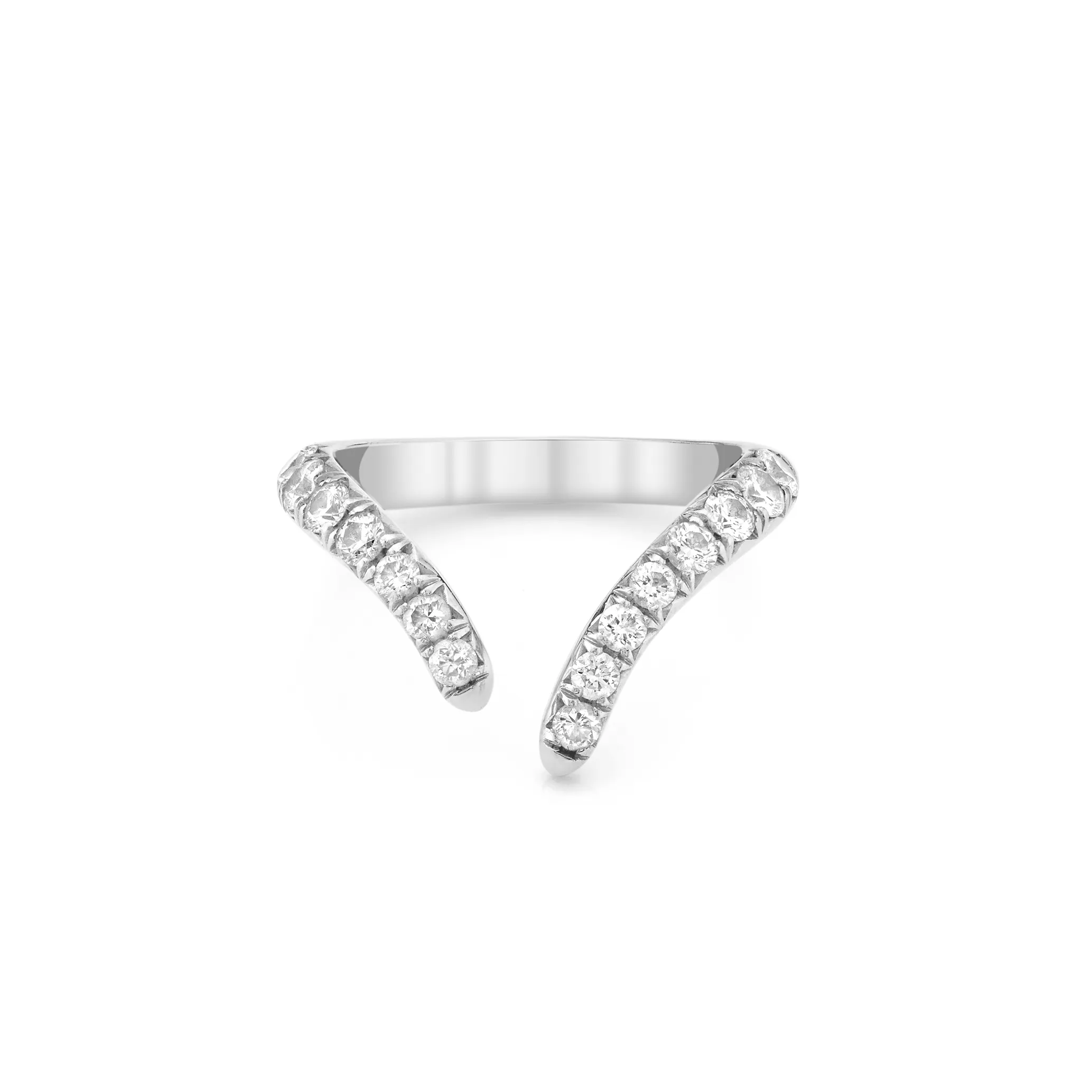 French Pavé Diamond Tusk Ring