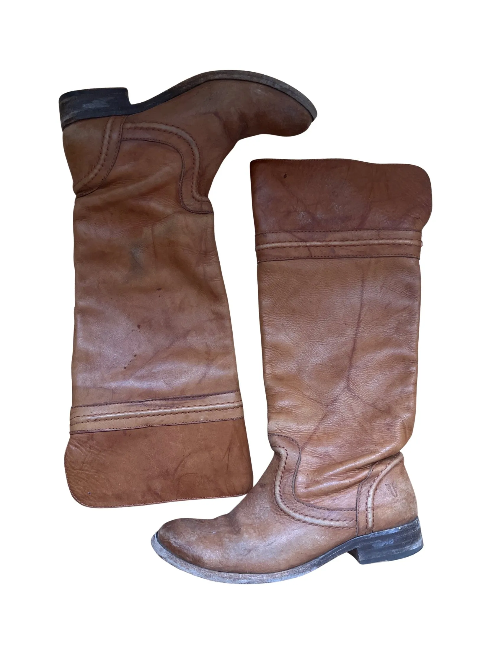 Frye Melissa Tan trapunto equestrian - Pre-Loved