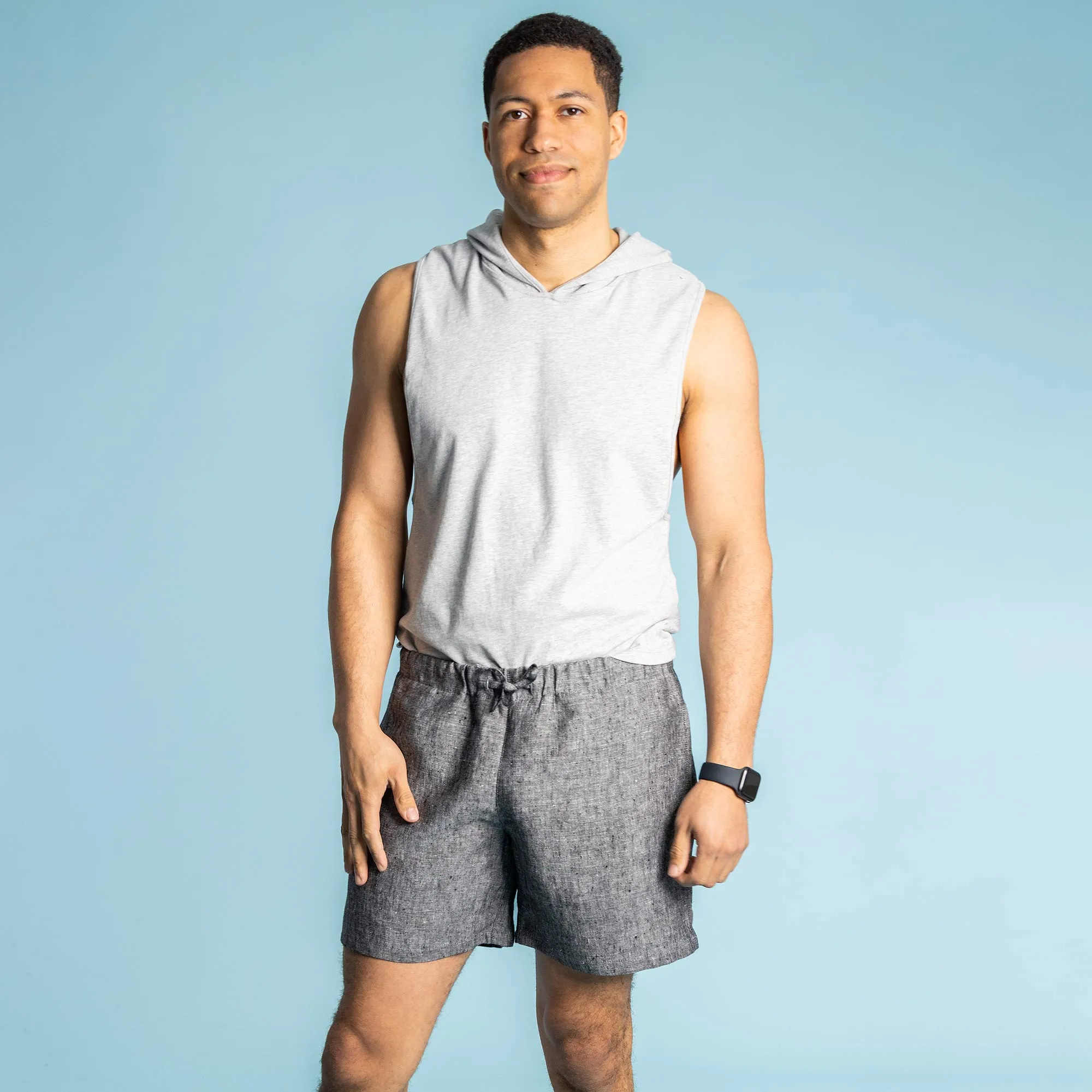 HYDE PARK 100% Organic Linen Lined Beach / Running / Gym Shorts (Organic Elastic Option; 2 Side Pockets; Unisex)