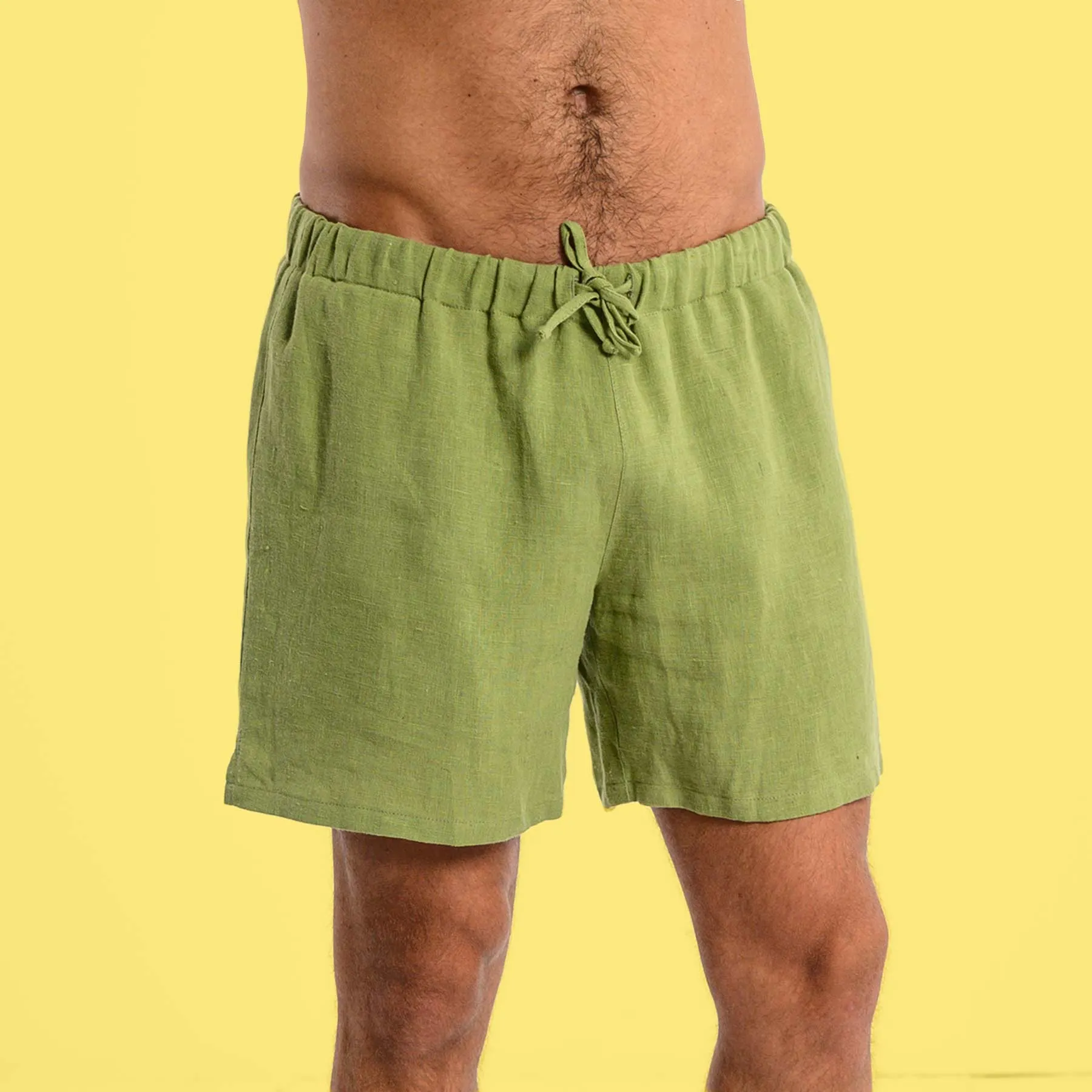 HYDE PARK 100% Organic Linen Lined Beach / Running / Gym Shorts (Organic Elastic Option; 2 Side Pockets; Unisex)