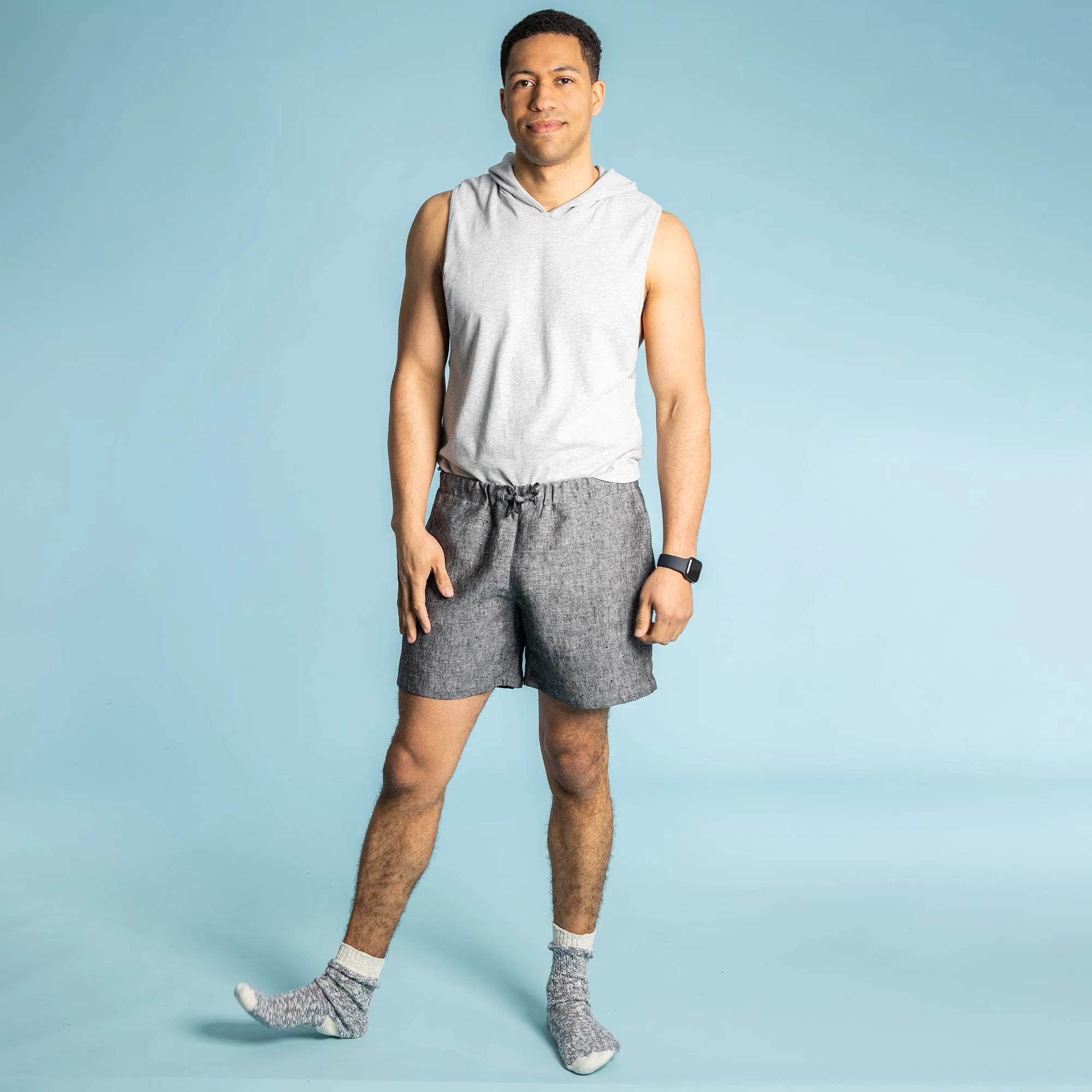 HYDE PARK 100% Organic Linen Lined Beach / Running / Gym Shorts (Organic Elastic Option; 2 Side Pockets; Unisex)