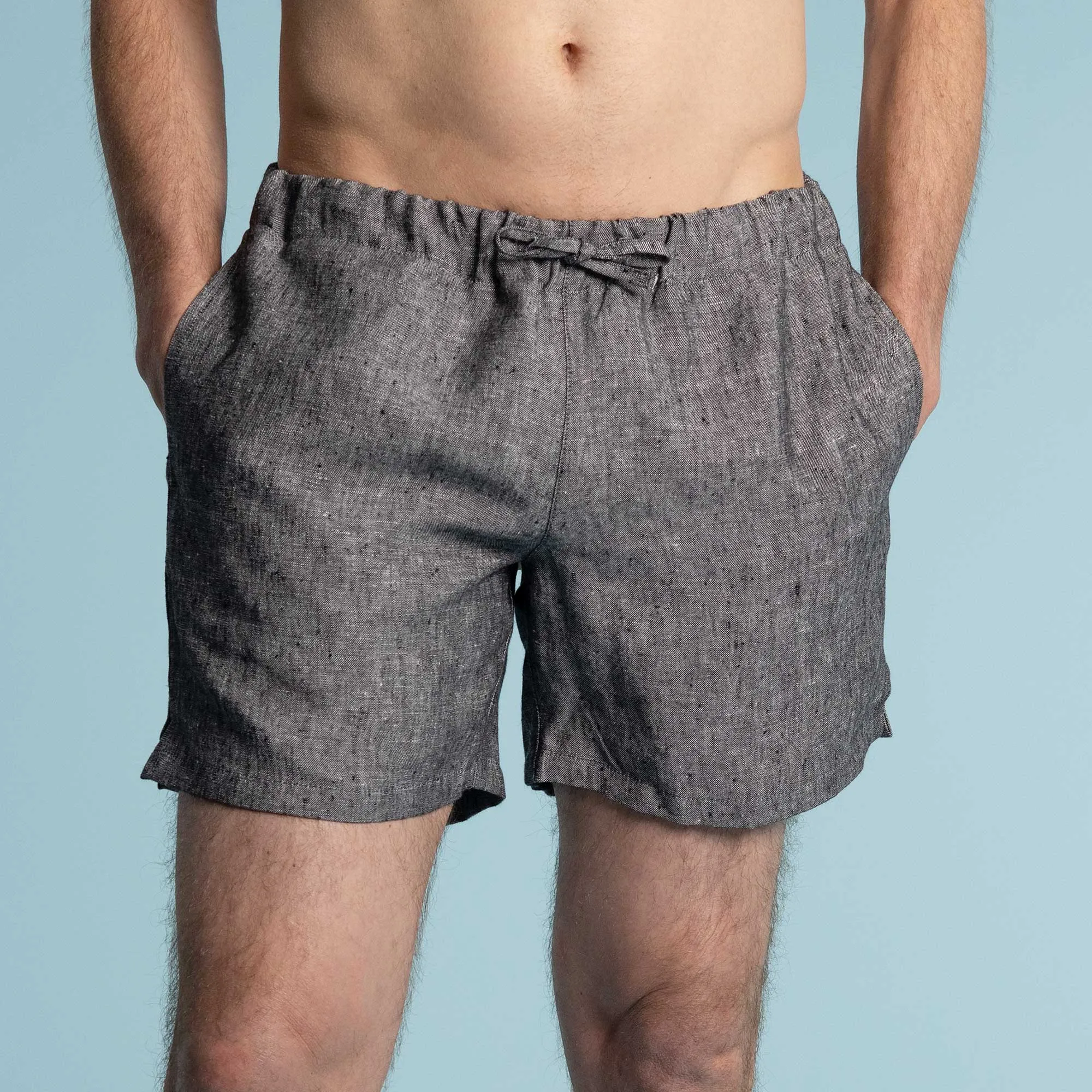 HYDE PARK 100% Organic Linen Lined Beach / Running / Gym Shorts (Organic Elastic Option; 2 Side Pockets; Unisex)