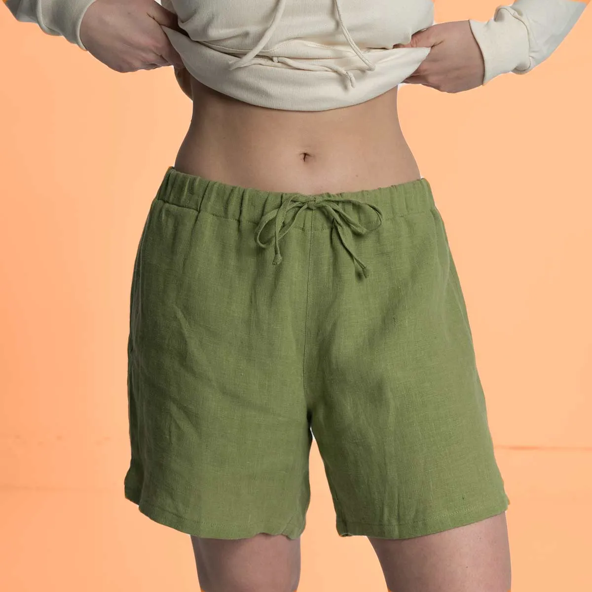 HYDE PARK 100% Organic Linen Lined Beach / Running / Gym Shorts (Organic Elastic Option; 2 Side Pockets; Unisex)