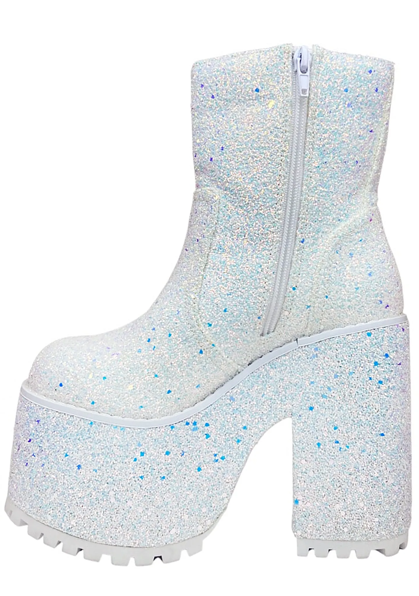 Krush Platform Boots in White Glitter