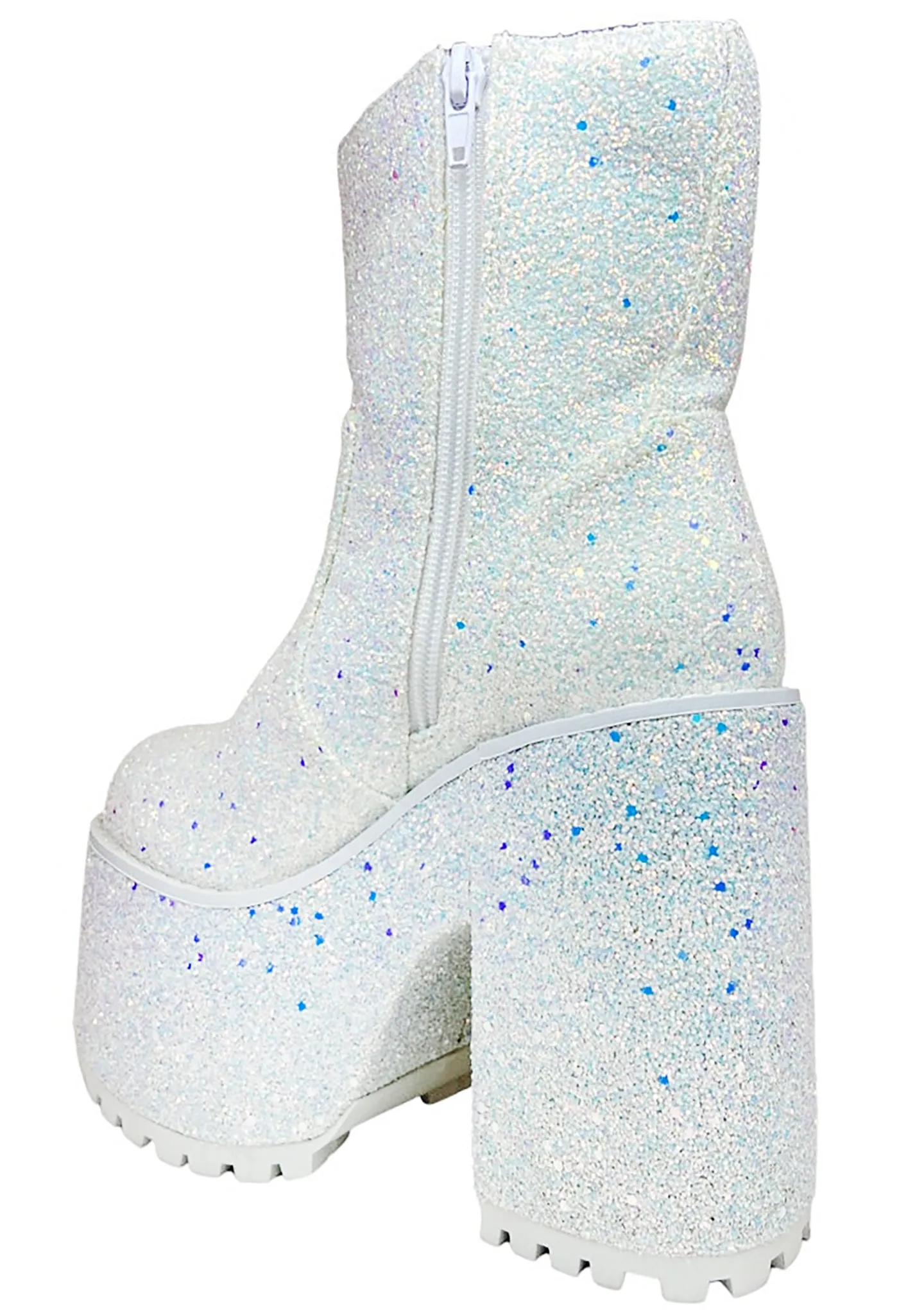 Krush Platform Boots in White Glitter