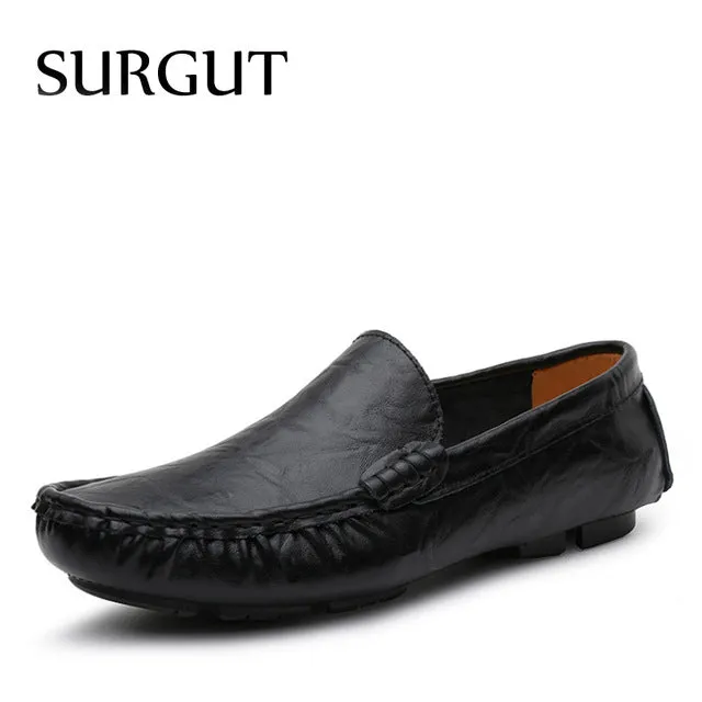 Loafers Men Shoes Breathable Comfortable Genuine Leather Flats Spring Summer Fashion Casual Shoes For Man Plus Size 35-50