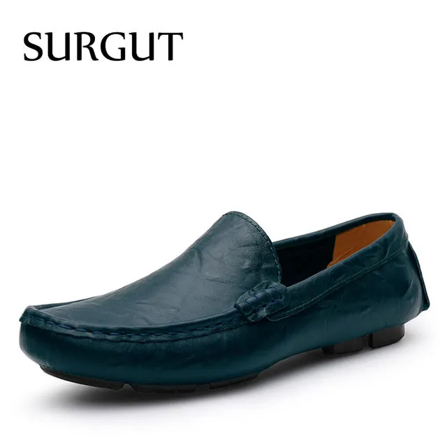 Loafers Men Shoes Breathable Comfortable Genuine Leather Flats Spring Summer Fashion Casual Shoes For Man Plus Size 35-50