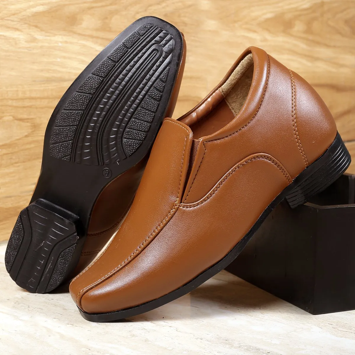 Men's 3 Inch Hidden Height Increasing Vegan Leather Trendiest Slip-ons