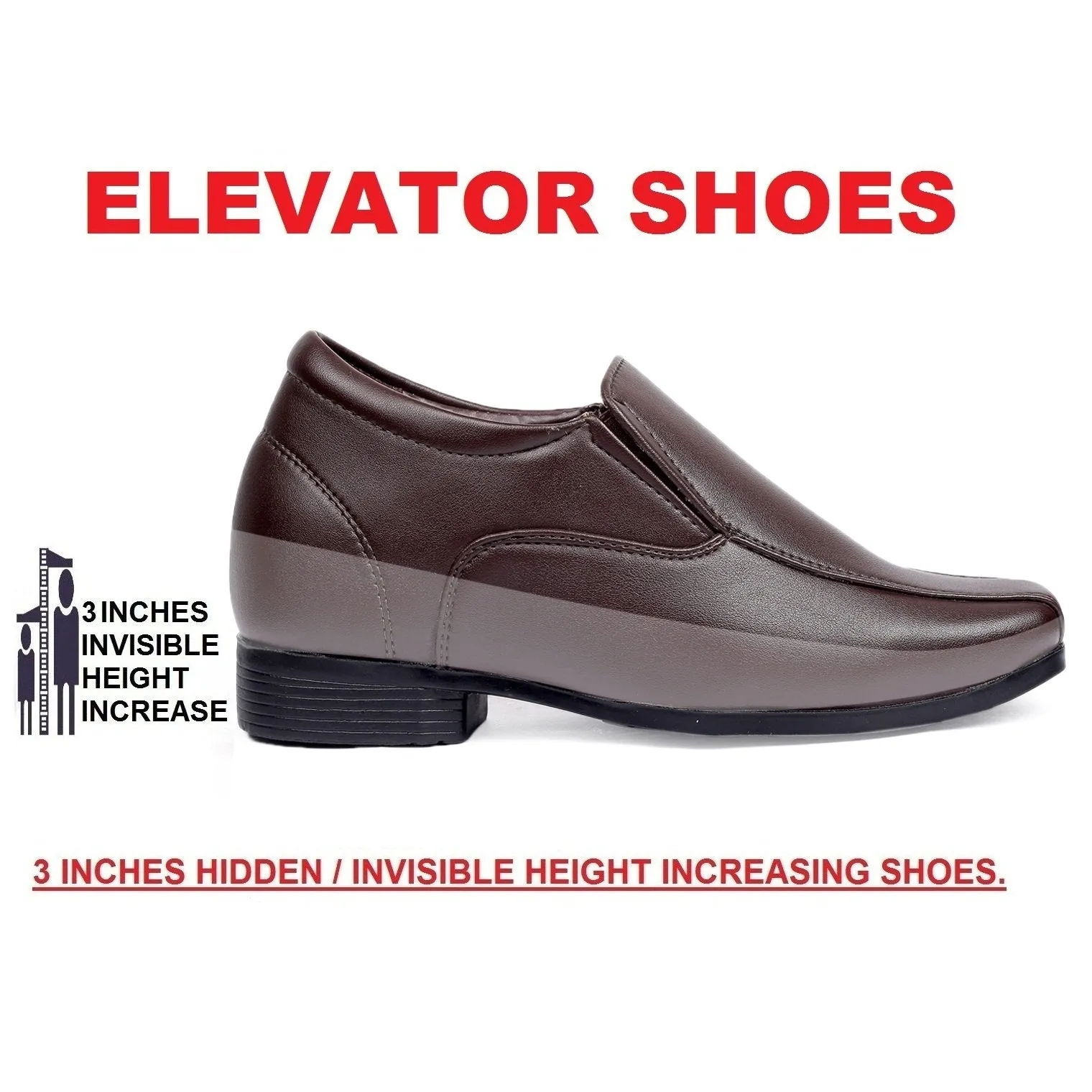 Men's 3 Inch Hidden Height Increasing Vegan Leather Trendiest Slip-ons