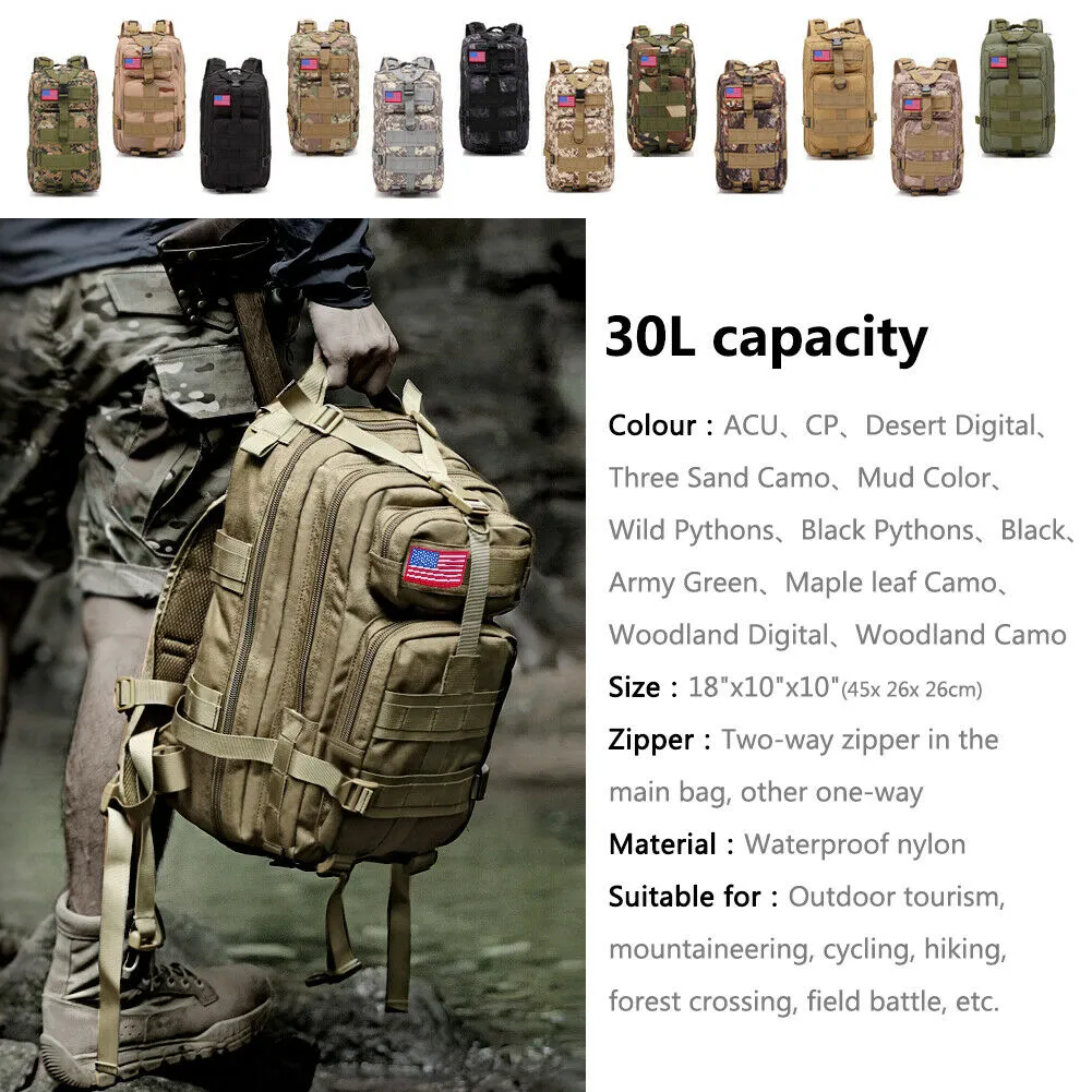 Military Outdoor Tactical Shoulder Backpack Camping Hiking Bag