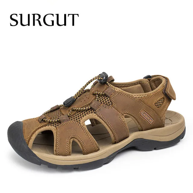 Quality Genuine Leather Men Sandals Mesh Soft Fisherman Summer Casual Shoes Men Beach Sandalias Men Shoes