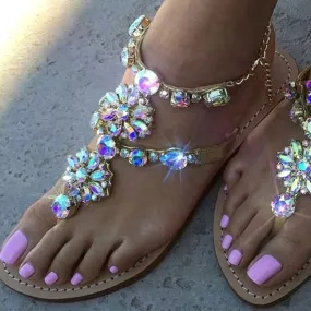 Rhinestones Sandals Summer Beach Slippers Sandals Flip Flops Crystal Beach Sliders Casual Slippers Shoes