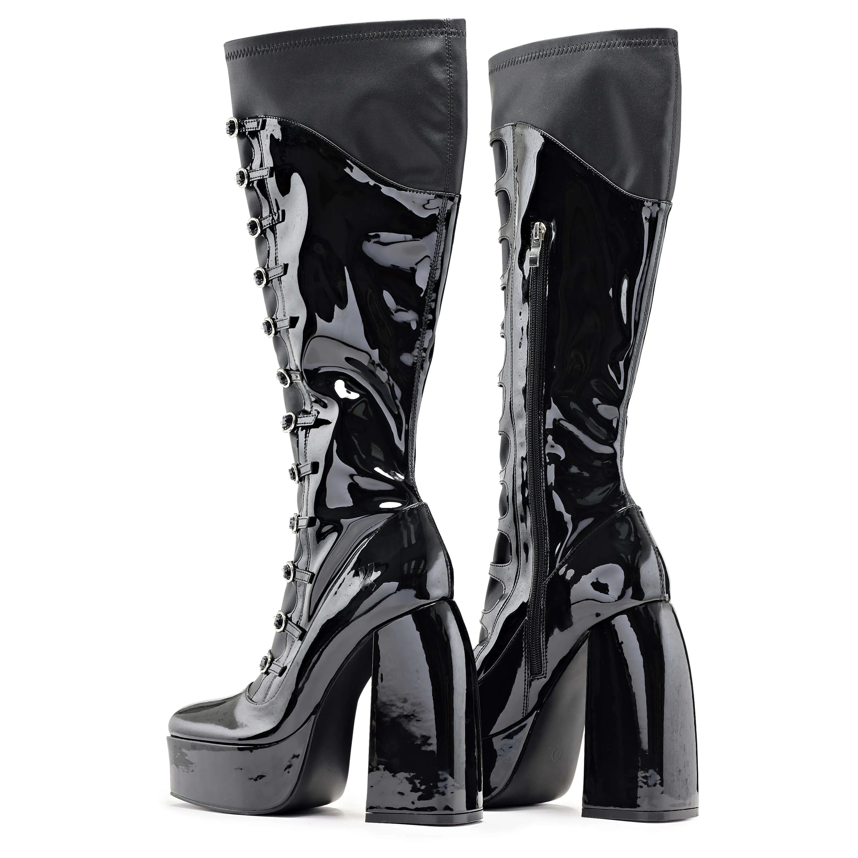 Ritual State Patent Long Boots - Black