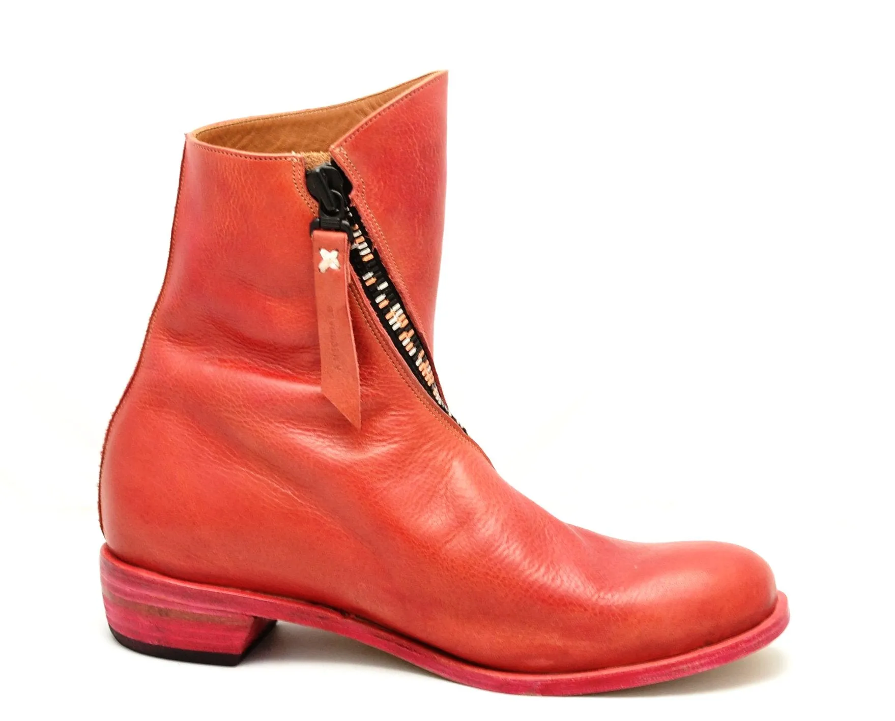 Spiral zip back boot | crimson cordovan