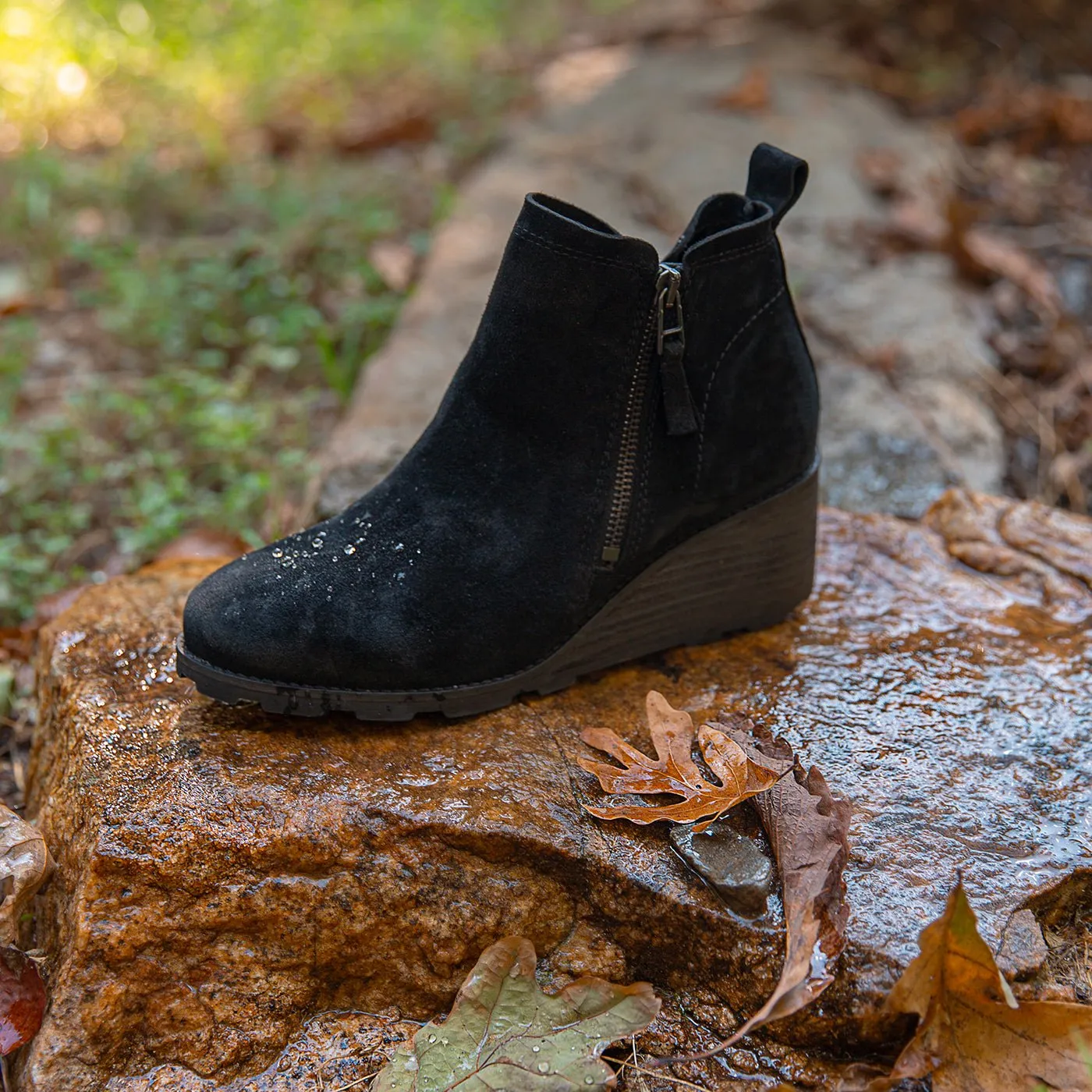 STORY in BLACK Wedge Ankle Boots