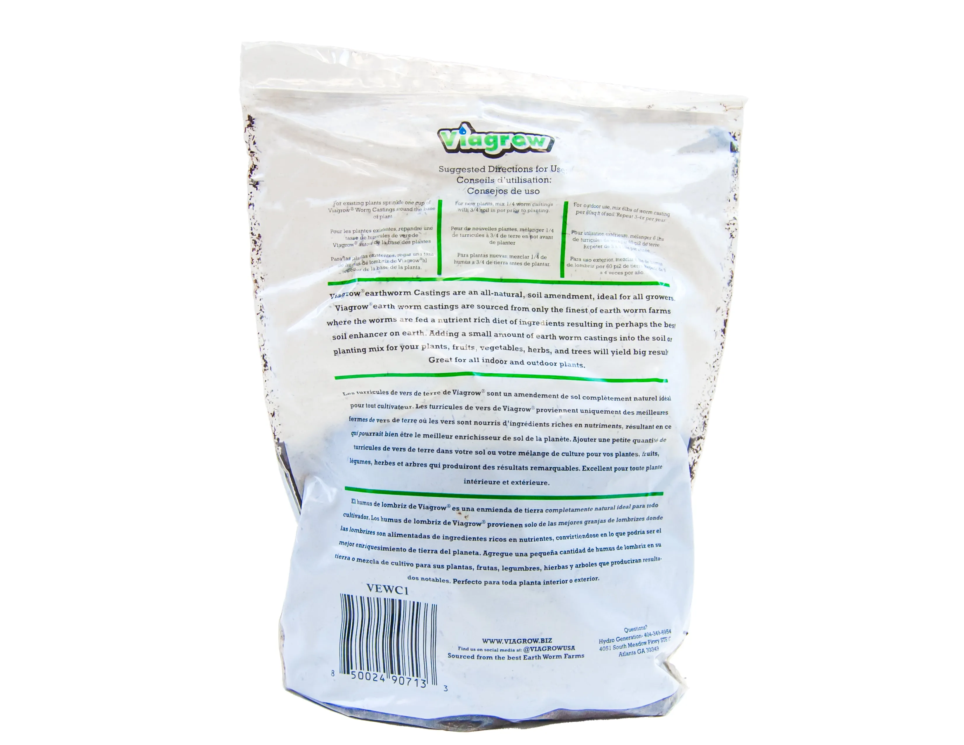 Viagrow 1LB Premium Earthworm Castings, Soil Builder, Soil Amendment (Case of 15)