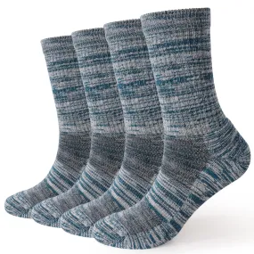 Women's Long Way Hiking Blue Green Crew Sock 4 Pack