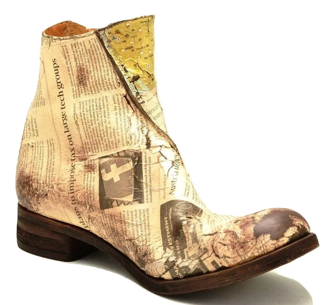 Zip Back Boot  |  decoupage newsprint